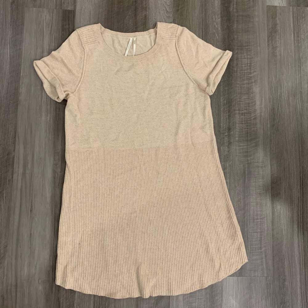 Anthropologie Cream short sleeve sweater dress, Large